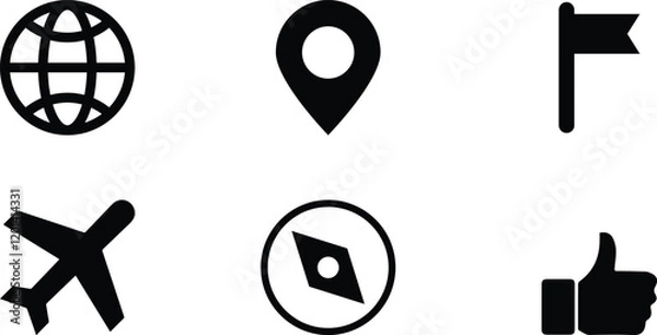 Fototapeta location map pin icon set. location icon design. set of location icons. modern map navigation set icons. Localization Icons