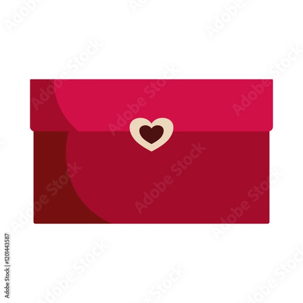 Fototapeta Romantic Red Envelope: A charming illustration of a crimson envelope adorned with a delicate heart-shaped clasp, perfect for Valentine's Day or romantic correspondence.  
