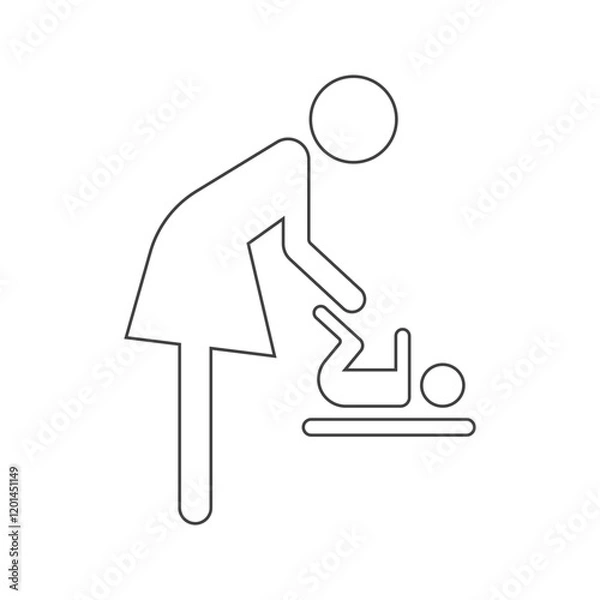 Fototapeta icon of a room for mother and child with a changing table