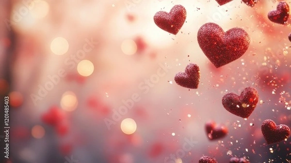 Fototapeta Romantic valentine's day heart decorations enchanting atmosphere digital art love theme close-up view