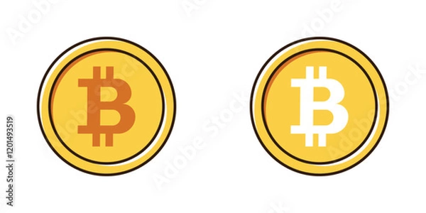 Fototapeta Simple BTC Bitcoin vector illustration in flat color design.