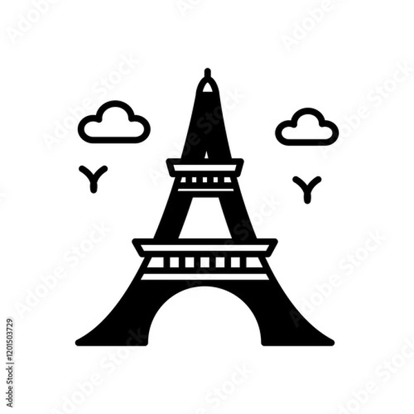Fototapeta Tower Glyph Icon, Vector illustration