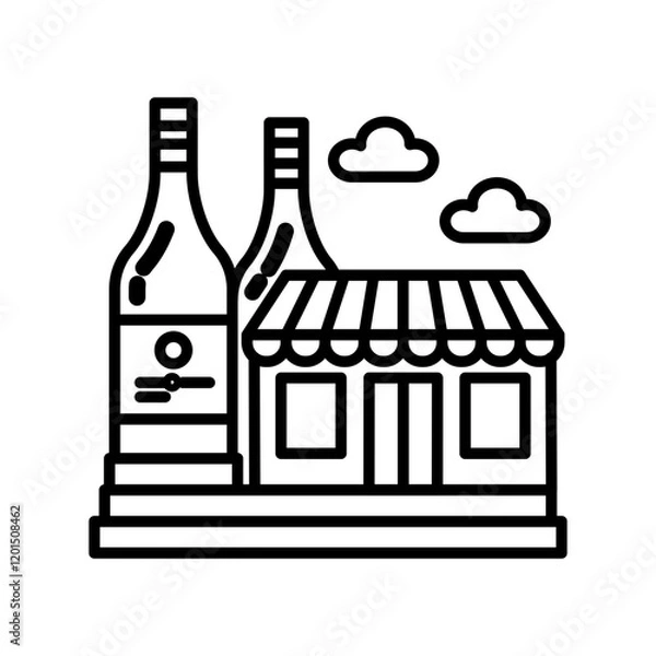 Fototapeta Liquor store Outline Icon, Vector illustration