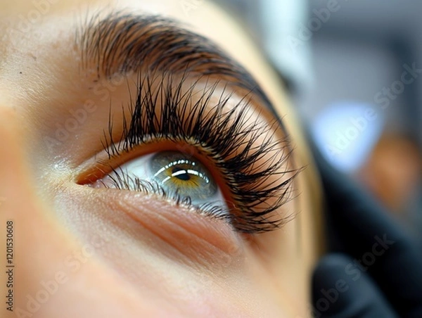 Obraz Eyelash extension application process, eye beauty