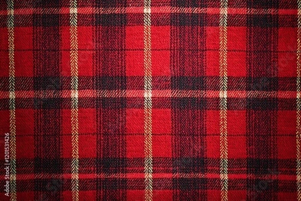 Obraz red Christmas background, plaid textured background, Generative AI