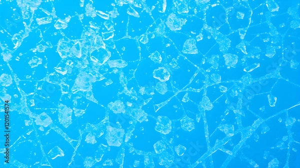 Fototapeta Ice texture crystal, blue tones background. Textured cold frosty surface of ice. Generative AI