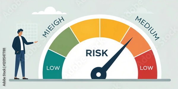 Fototapeta Exploring the Implications of High Risk as Reflected on a Speedometer