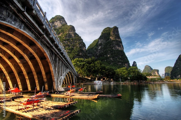 Obraz Bamboo raft on the Li river