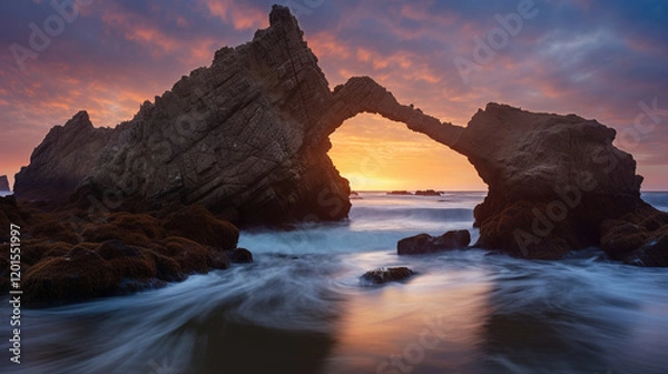 Obraz Coastal Rock Arch at Sunset