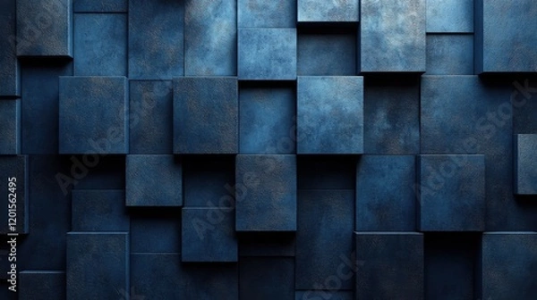 Fototapeta blue Background with Triangular Patterns and Squares for Design Banner Template, Featuring Abstract Minimalist Wallpaper with Copy Space on blue Background