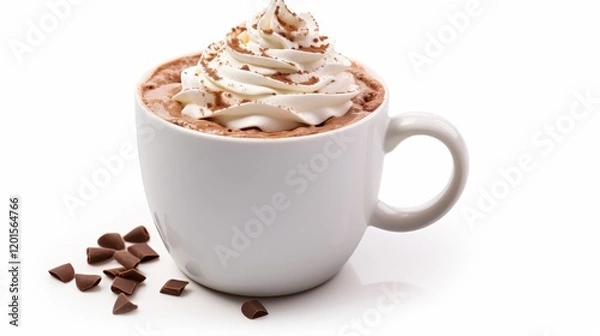 Obraz cup of coffee with chocolate and cream isolated on white background