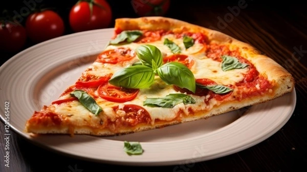 Obraz Slice of delicious pizza. Food photography, menu items