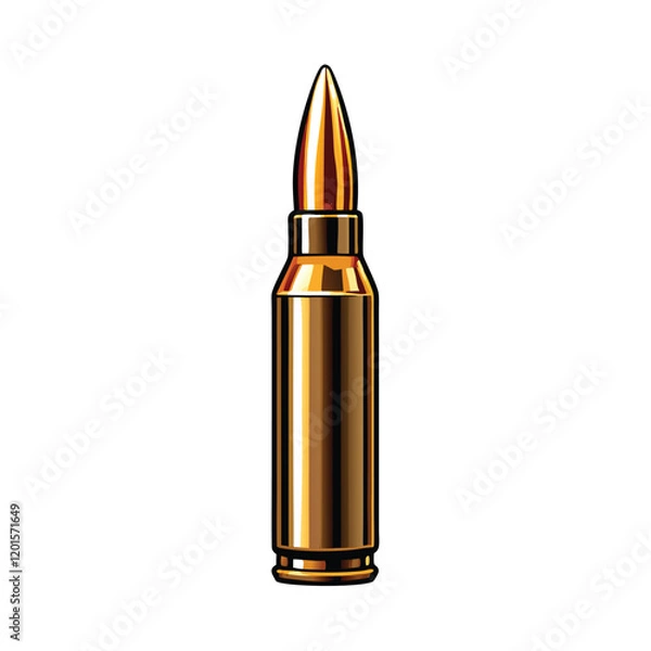 Fototapeta A close-up view of a high-caliber sniper bullet, showcasing its intricate details and metallic finish.
