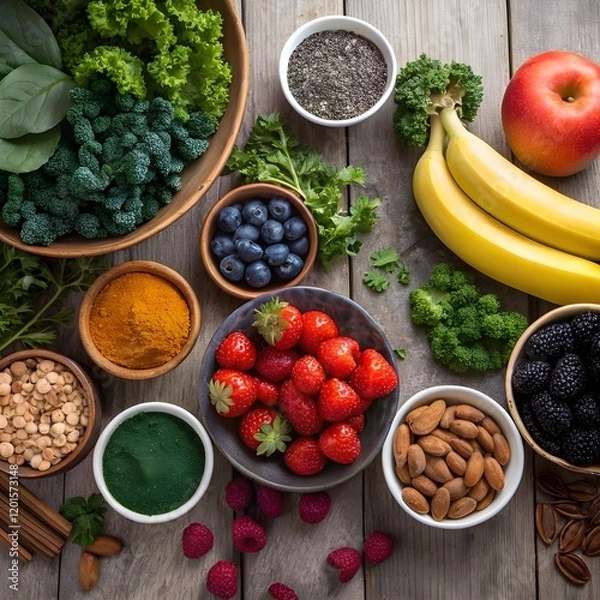 Fototapeta healthy food salad, focus on salad and fork.