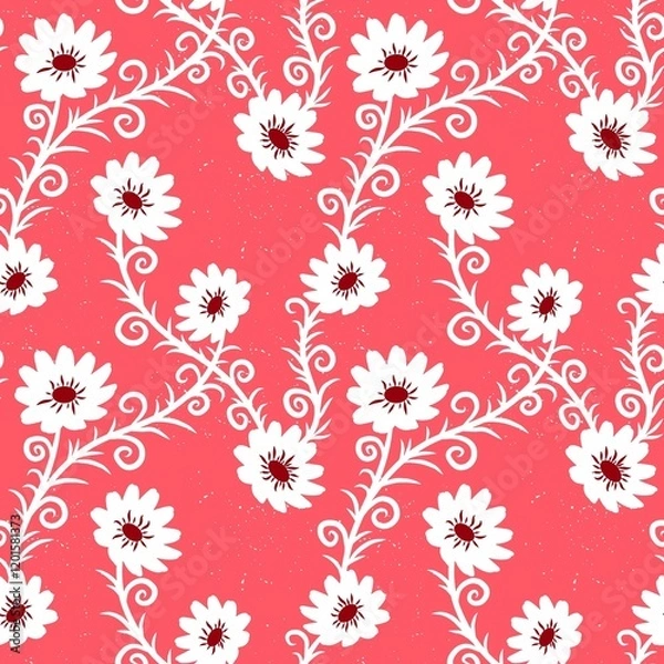 Fototapeta seamless pattern with white flowers
