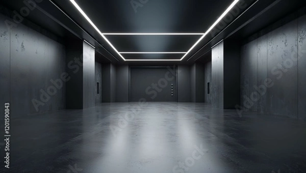 Fototapeta Empty room with light and a window in a corridor