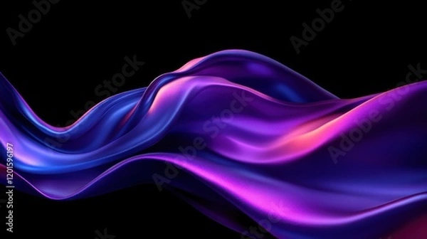 Fototapeta Abstract 3D shapes with vibrant glossy finishes, floating dynamically and glowing softly in a black environment