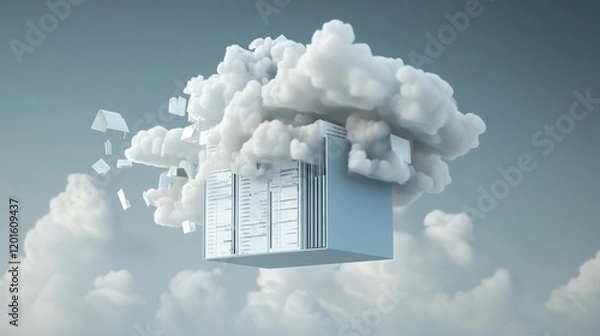 Fototapeta 3d rendering office document Binder cloud storage