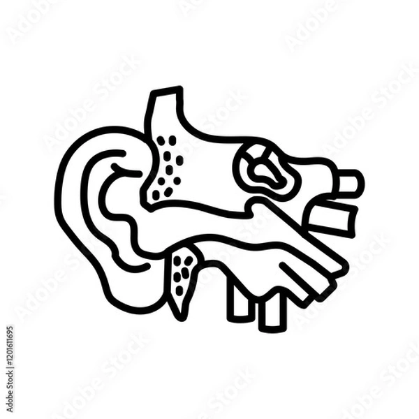 Fototapeta Ear Outline Icon, Vector illustration