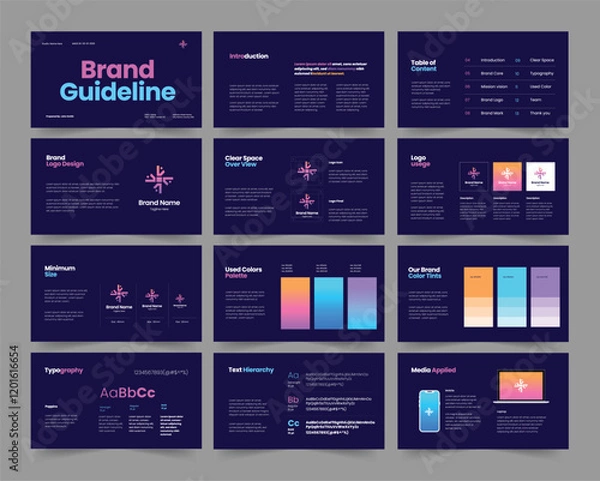 Fototapeta brand guideline presentation, powerpoint brand guideline, brand guidelines design