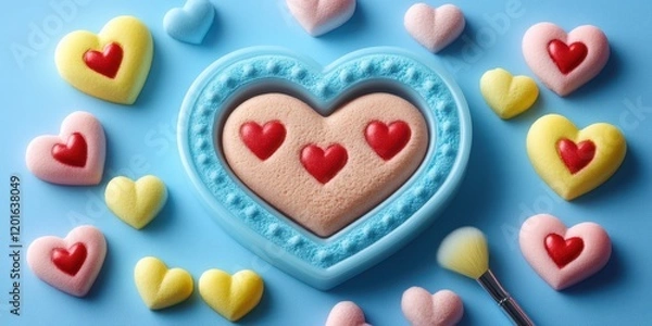 Fototapeta A delightful heart-shaped cookie rests invitingly with a small spoon, perfect for sharing sweet moments on Valentine's Day.