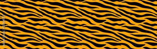 Obraz Seampless pattern with horizontal black stripes on orange background. Animal tiger print for  fabric and textile design