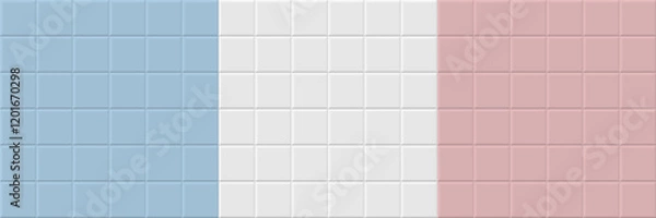 Fototapeta Square tile background. White, blue and pink tiles pattern for kitchen, bathroom or outdoor architecture. Glossy interior design tiled material. Realistic vector illustration.