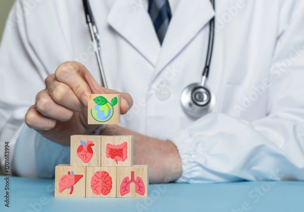 Fototapeta Medicine and environment, health and sustainability. Use of natural medicines for healthy living.