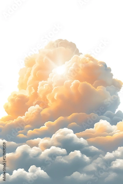 Obraz Sun, Clouds, Art, Image with Transparent Background PNG, for Stickers, T-Shirt Print, Cap, Mug, Slippers, Mousepad, Transparent PNG