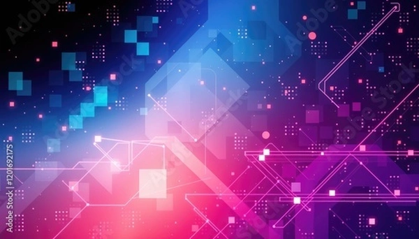 Fototapeta Abstract pixel art background Pink blue and purple digital design