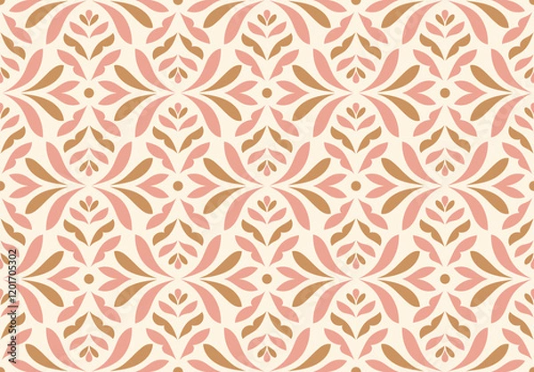 Obraz Abstract retro floral seamless pattern. Vector vintage flower art deco texture. Geometric minimalist background.
