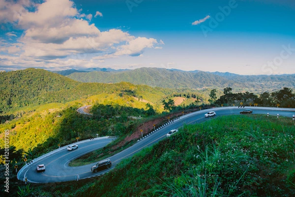 Obraz Beautiful winding road surrounded by nature.