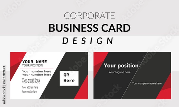 Fototapeta modern business card design . double sided business card design template . red and black business card inspiration
