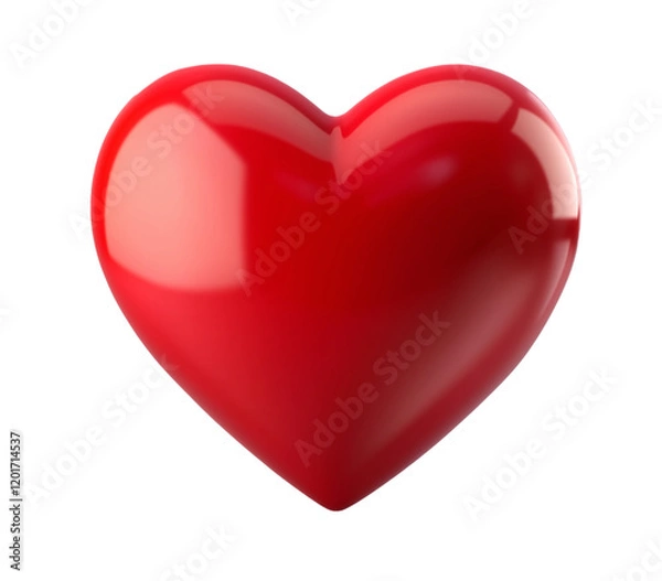 Fototapeta 3D Red Heart Icon with Transparent Background, PNG Format, Versatile Digital Symbol.