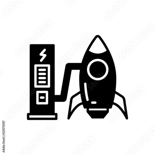 Fototapeta Fueling Rocket Glyph Icon, Vector illustration