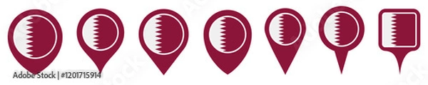 Fototapeta set vector Location pin qatar flag icon. Country location symbol Map markers design template illustration