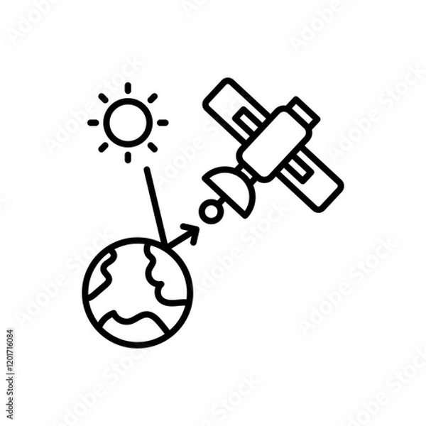 Fototapeta Remote Sensing Satellite Outline Icon, Vector illustration