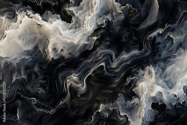 Obraz Abstract Swirling Patterns in Dark Tones with Light Highlights