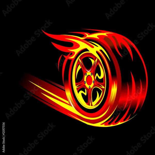 Obraz płonące koło