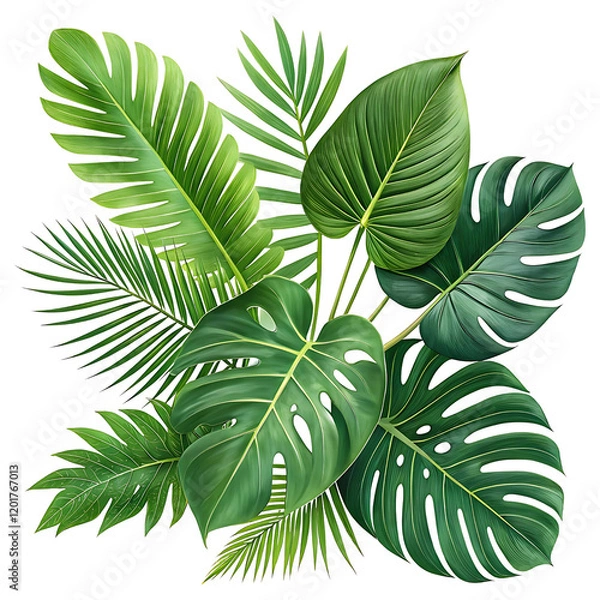 Fototapeta Lush Tropical Leaf Arrangement on transparent background
