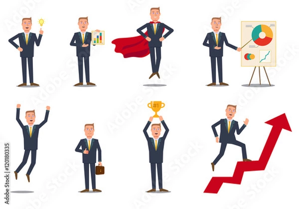 Fototapeta Businessman doing stuff set