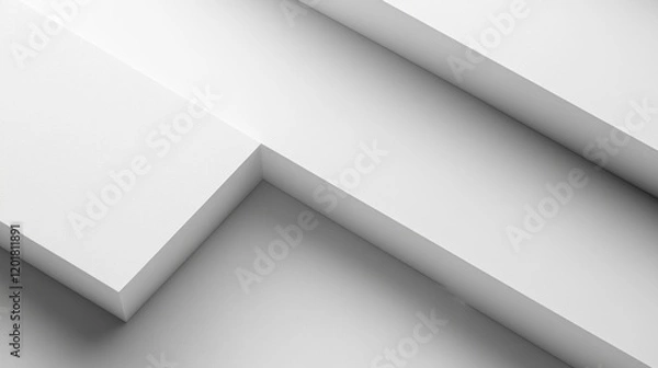 Fototapeta Abstract white geometric background with diagonal lines and rectangular shapes.