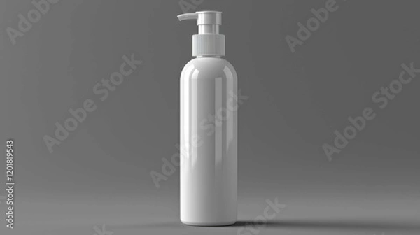 Fototapeta A sleek white pump bottle designed for skincare products, showcasing a modern aesthetic with a minimalist approach to beauty packaging.