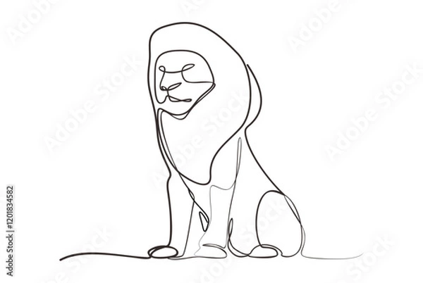 Obraz Mighty lion line drawing art