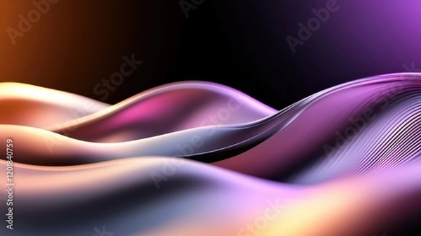 Obraz Smooth flowing abstract waves with glowing purple and golden gradients in a soft and elegant design