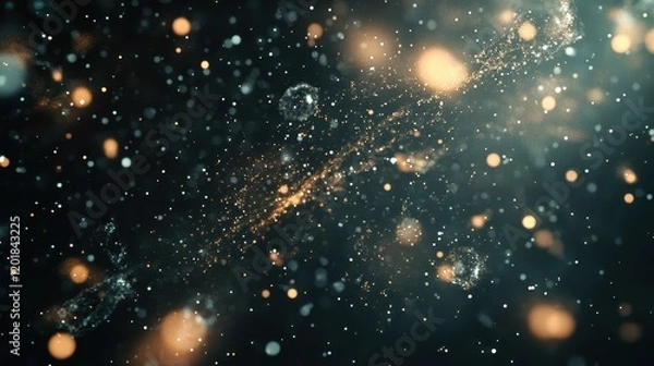 Fototapeta Floating virus particles in a dark space, [virus, pandemic imagery, microbiology], [highly detailed, glowing effect, scientific accuracy] 