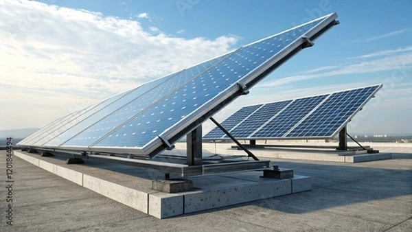 Fototapeta A pair of advanced solar photovoltaic panels designed for optimal energy efficiency and durability