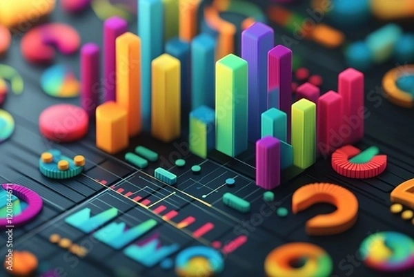 Fototapeta A colorful cityscape made of blocks and circles with a variety of shapes
