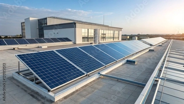 Obraz High-quality solar modules for residential and commercial energy systems, featuring blue grid structures