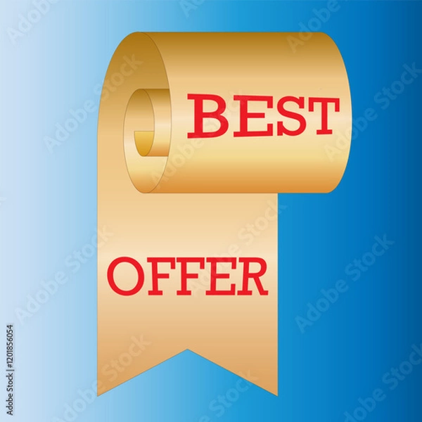 Obraz Sale label scroll. Best offer, best choice, order now, special offer, free delivery sale banners. Gold gradient scroll ribbons, tags and stickers. Vector illustration.